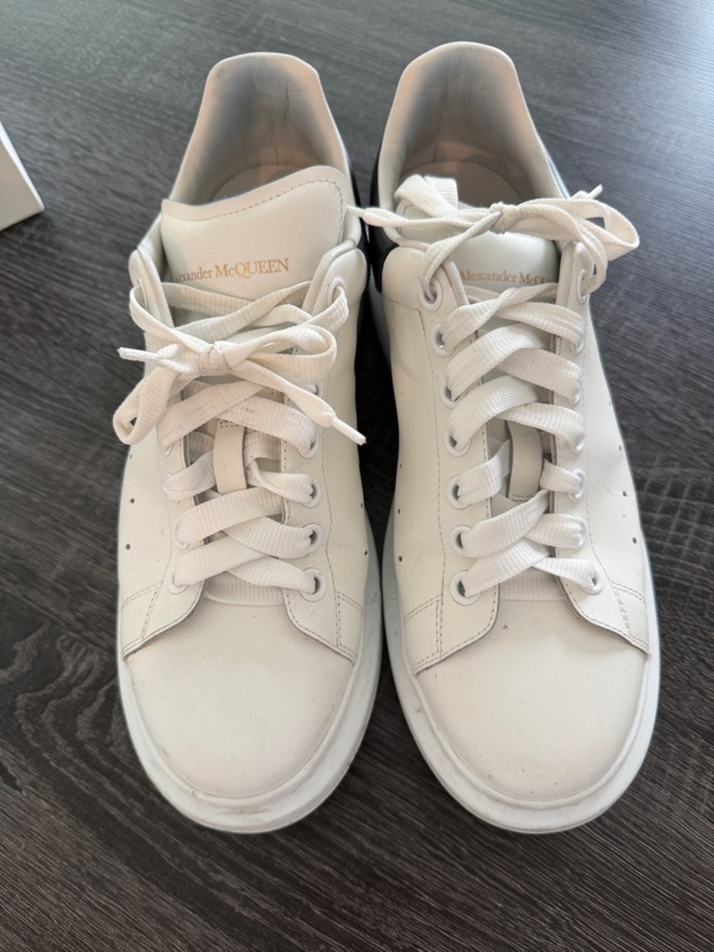 Mens Alexander McQueen White Leather Low-Top Sneakers